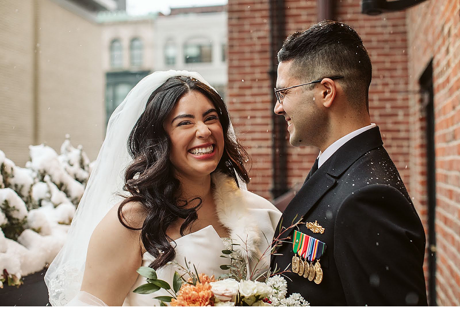 Bride and Groom first look at their Lenox Hotel Boston wedding