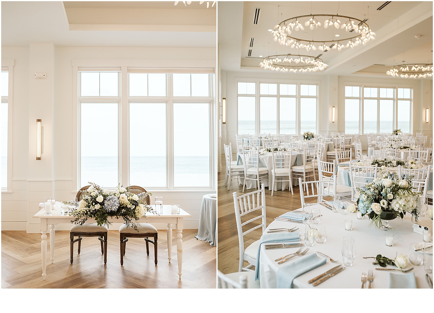 Sweetheart table and guest seating coastal wedding