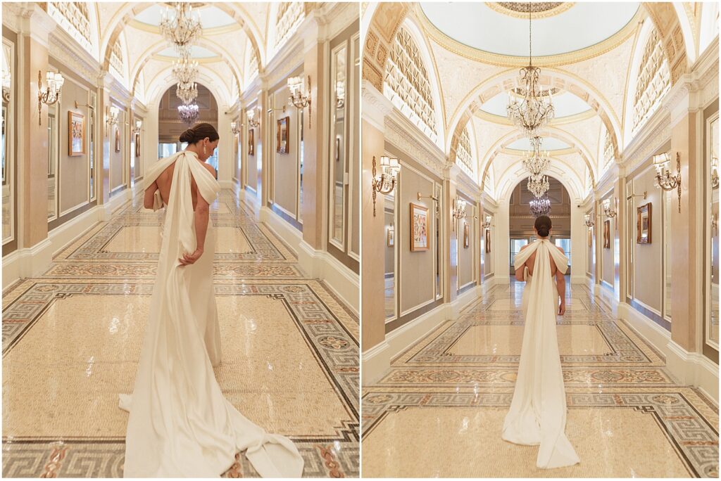 Bridal-gown-with-cape-at-Fairmont-Copley-Plaza