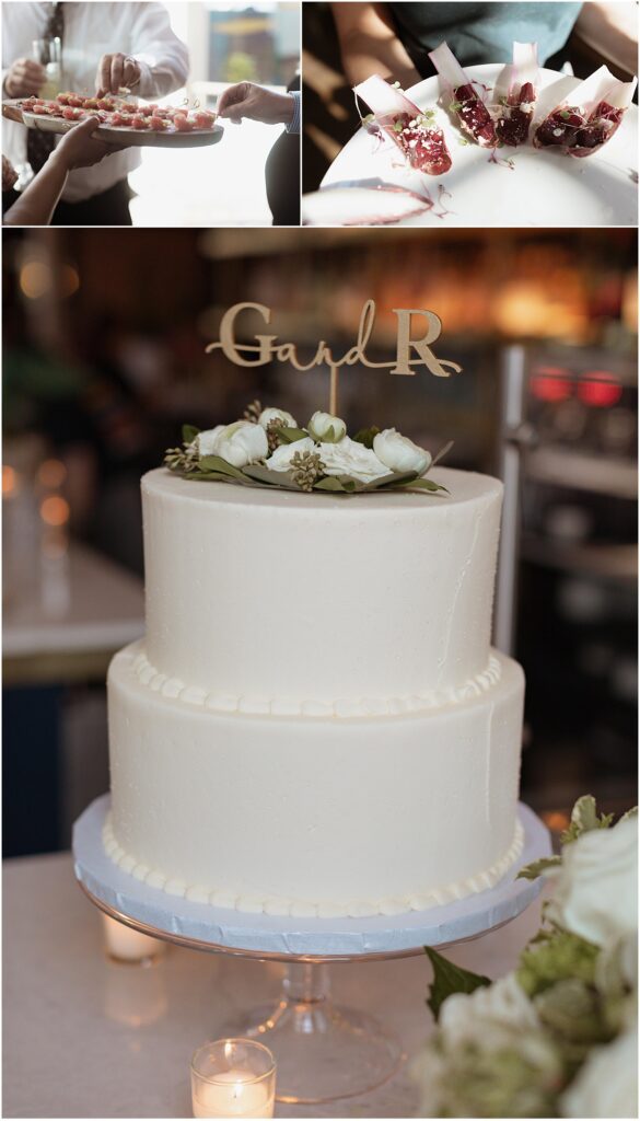 Elegant-wedding-cake-and-passed-appetizers-Boston-wedding