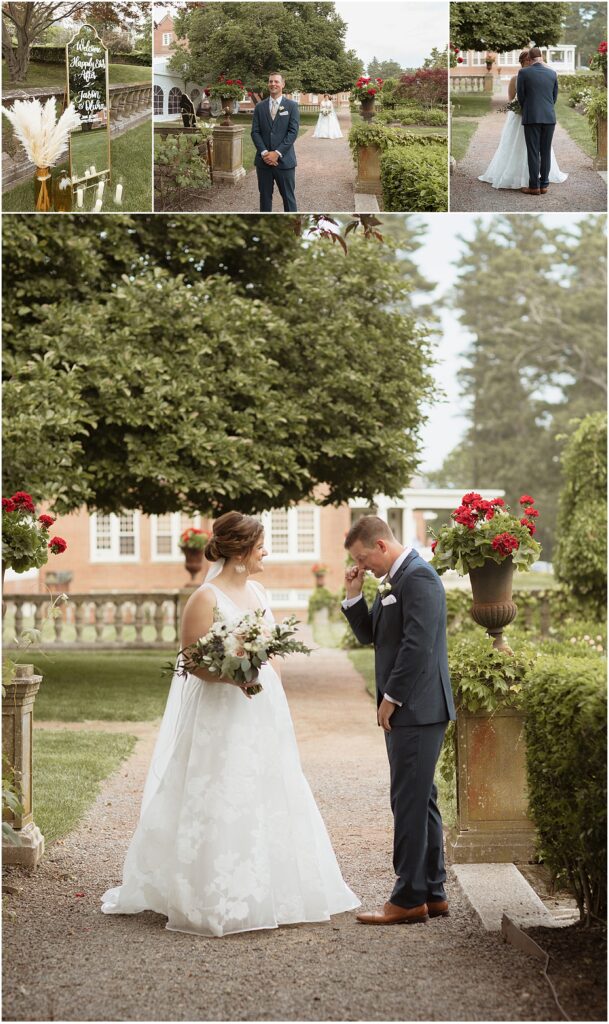 Bride-and-groom-first-look-Mansion-at-Turner-Hill