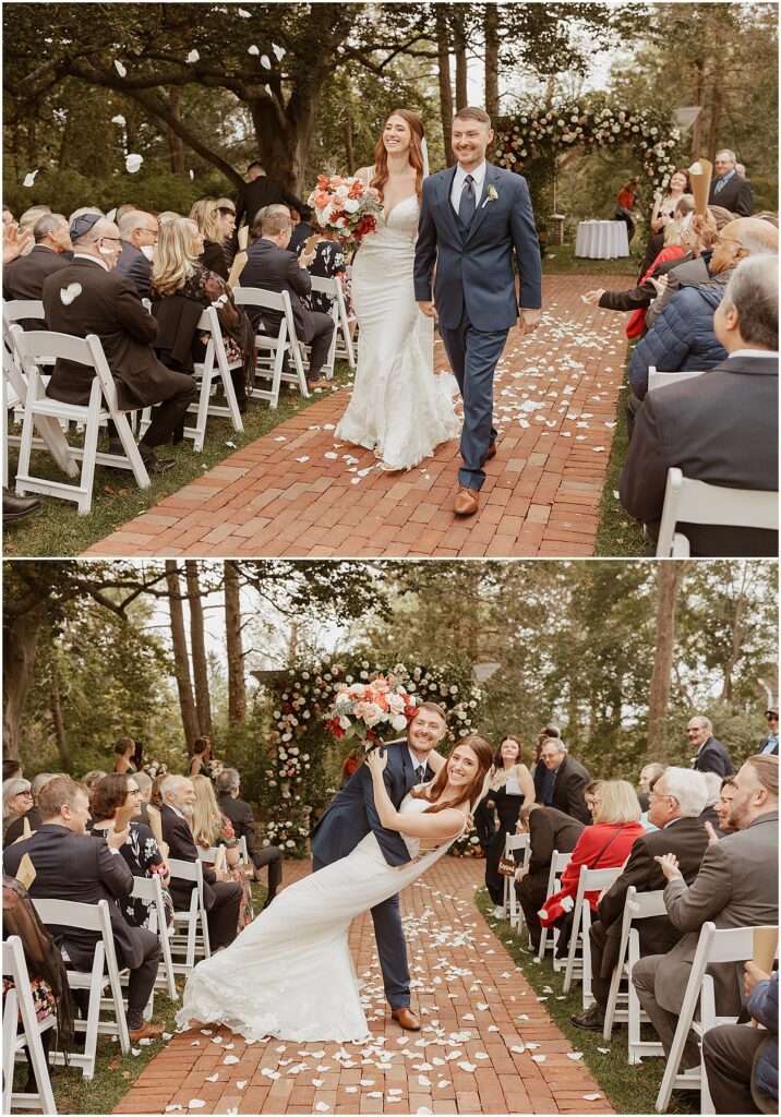 Wedding-ceremony-flower-toss-at-Peirce-Farm-wedding