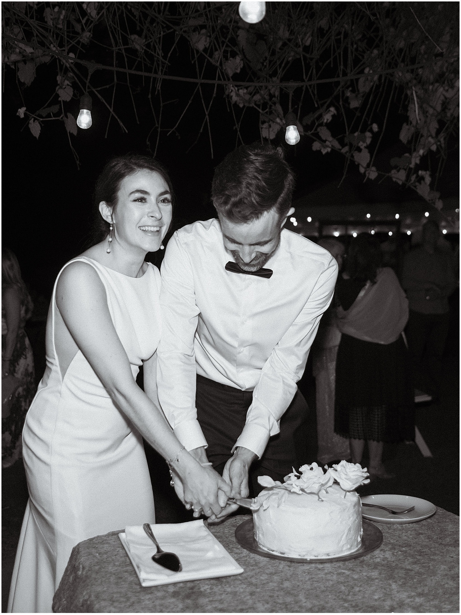 Bride and groom cutting their cake at Boston wedding - by Kelly Stevens Photography