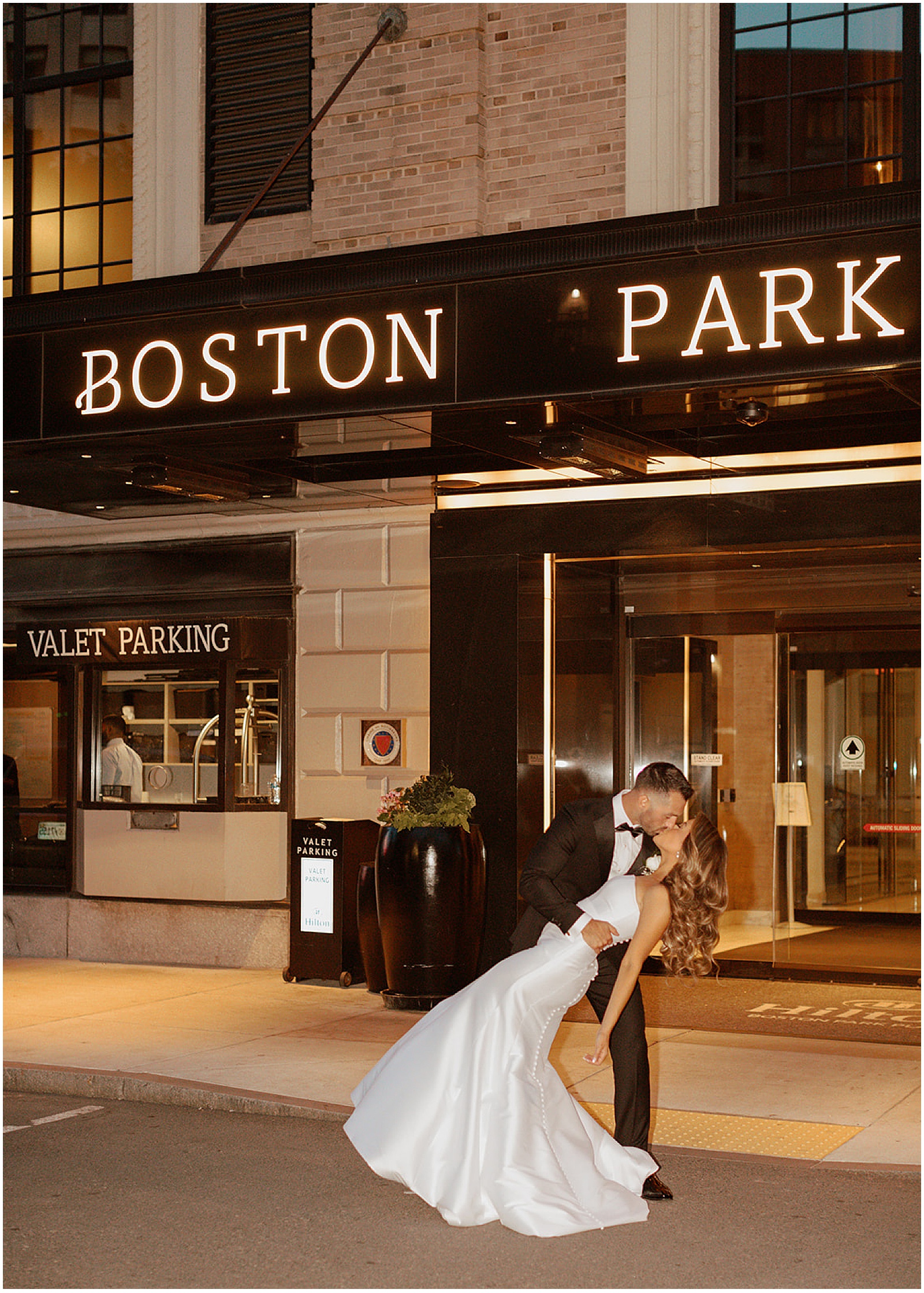 Boston couple outside their Park Plaza wedding