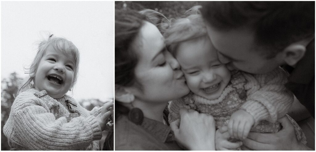 Black and white family photos in New England