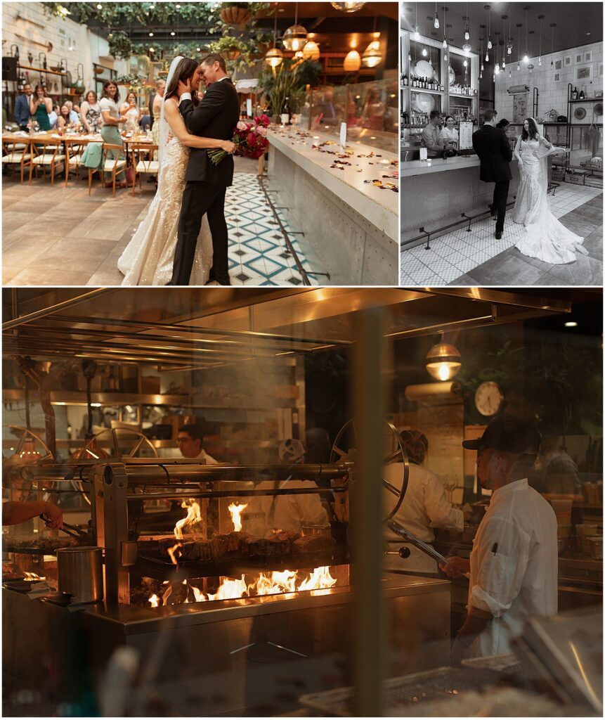 Bride and groom at their Boston restaurant wedding at Terra at Eataly