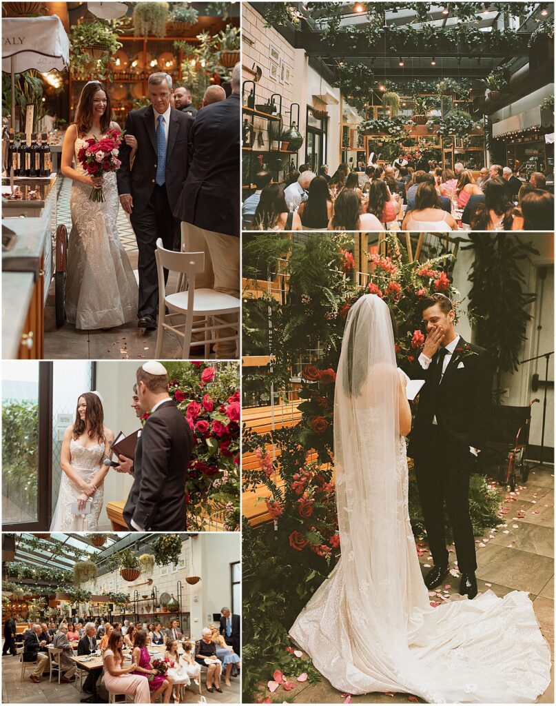 Wedding ceremony at Boston restaurant wedding venue Eataly