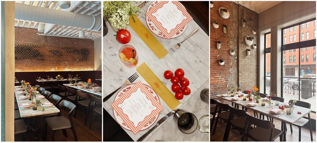 Table decor at Boston restaurant wedding venue SRV