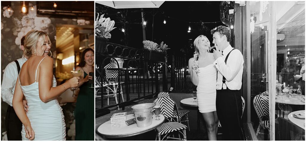 Bride and groom at their Boston wedding