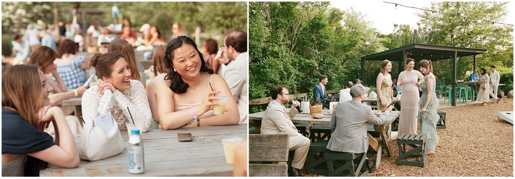 An outdoor celebration following a wedding ceremony on Martha's Vineyard