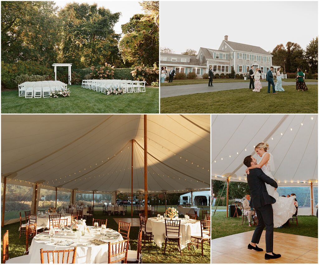 Bride and groom at their Dennis Inn wedding, one of the top Cape Cod wedding venues