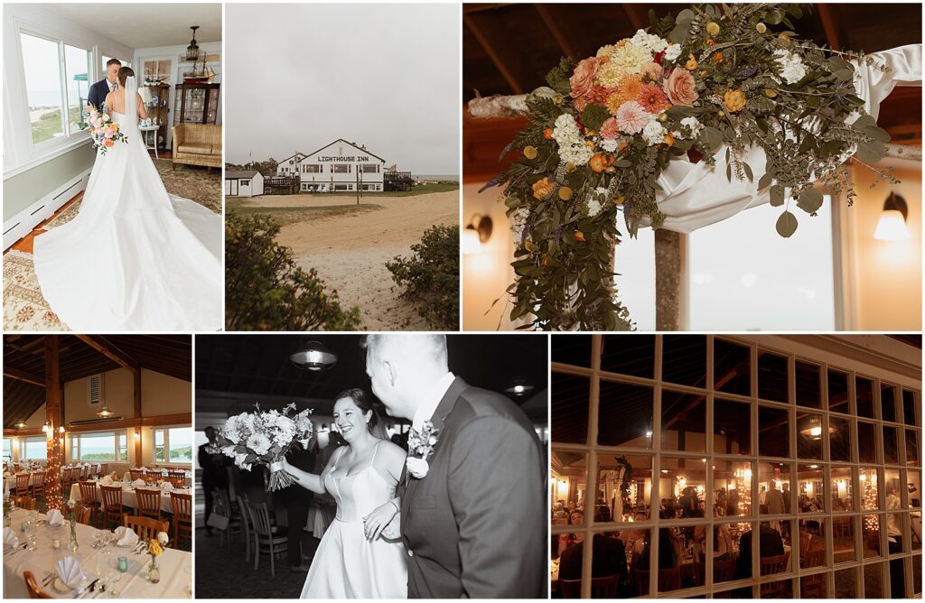 Bride and groom at their Lighthouse Inn wedding, one of the best Cape Cod wedding venues