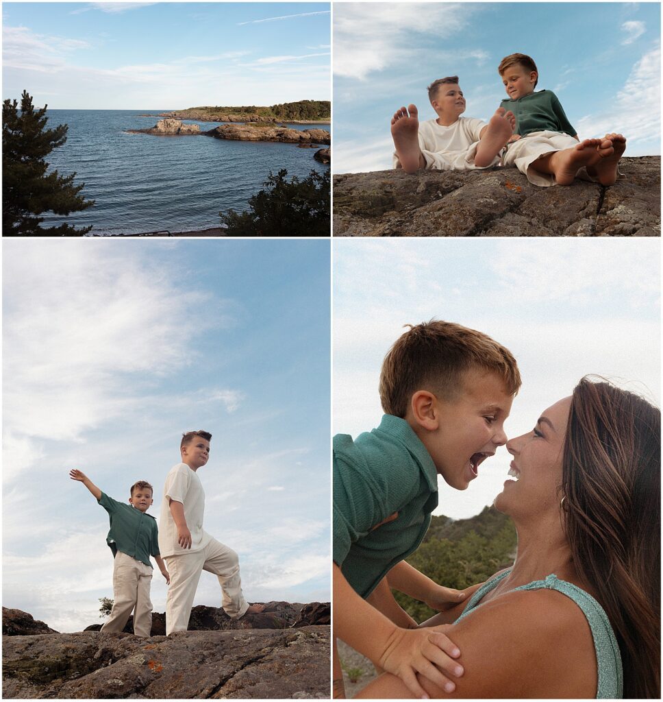 Boston family during their anniversary photo session by the coast in Massachusetts