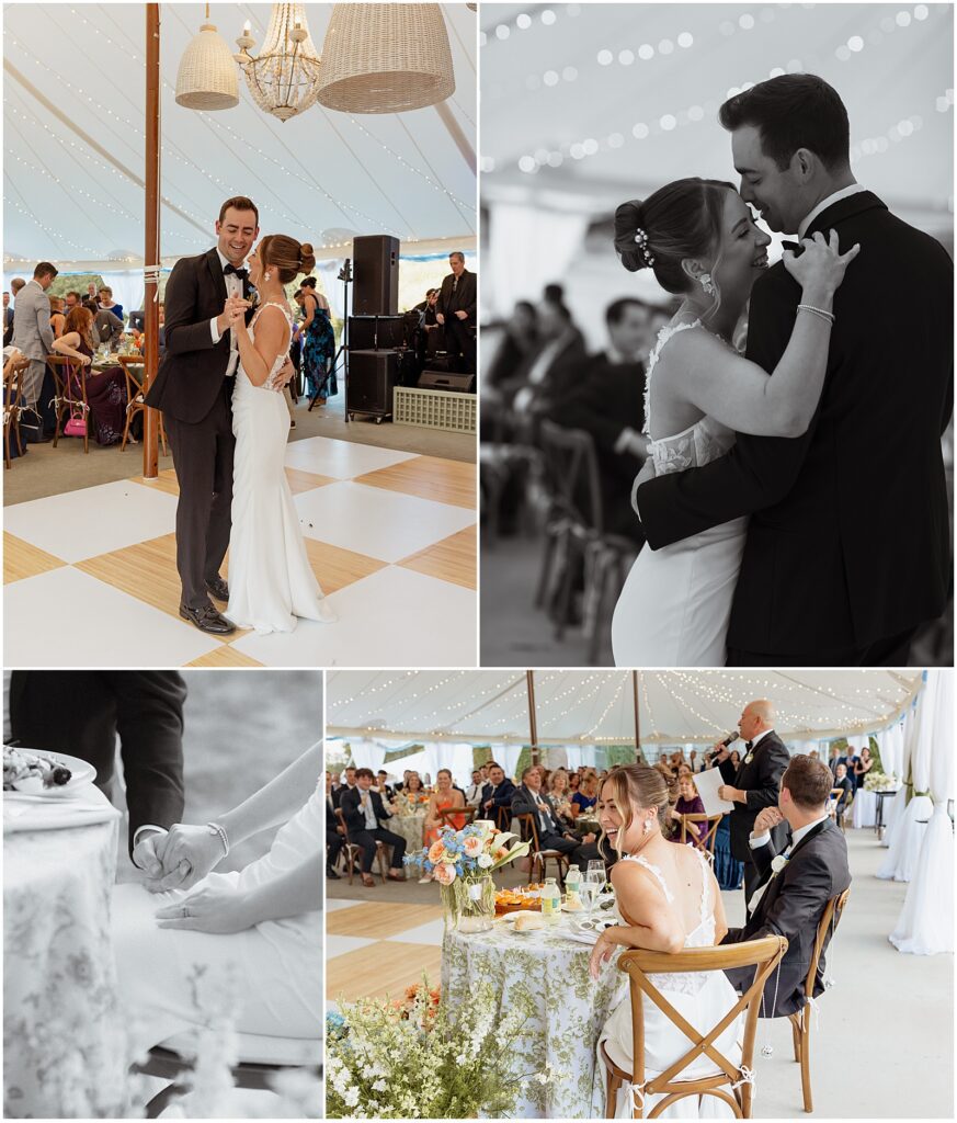 Bride and groom at their wedding reception at Shepherd's Run in Rhode Island