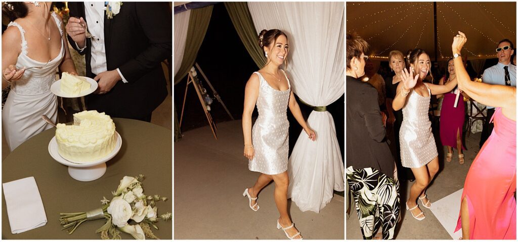 Bride in a reception dress for her Shepherd's Run wedding in RI