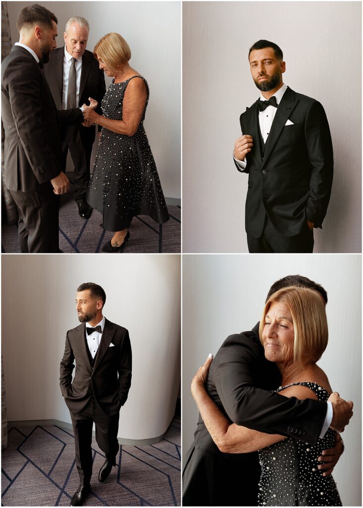Groom getting ready with his family for his View Boston wedding