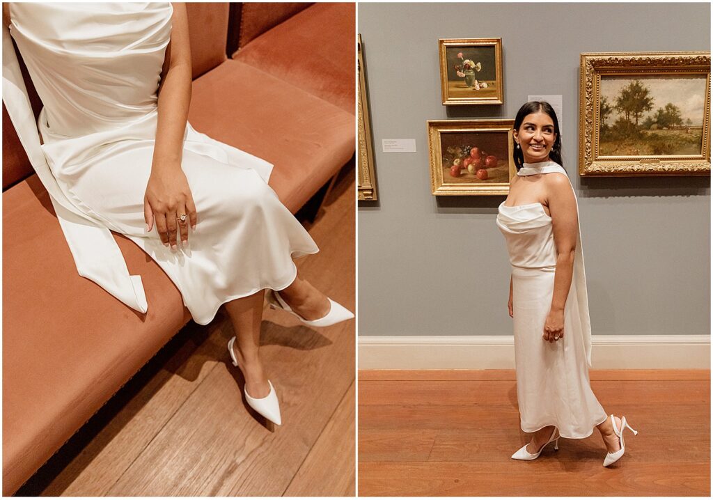 Bride at the Worcester Art Museum after her city hall elopement