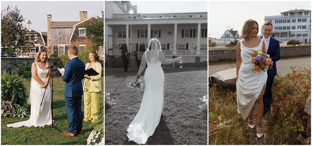 Bride and groom at the Emerson Inn, one of the best New England wedding venues for an intimate wedding