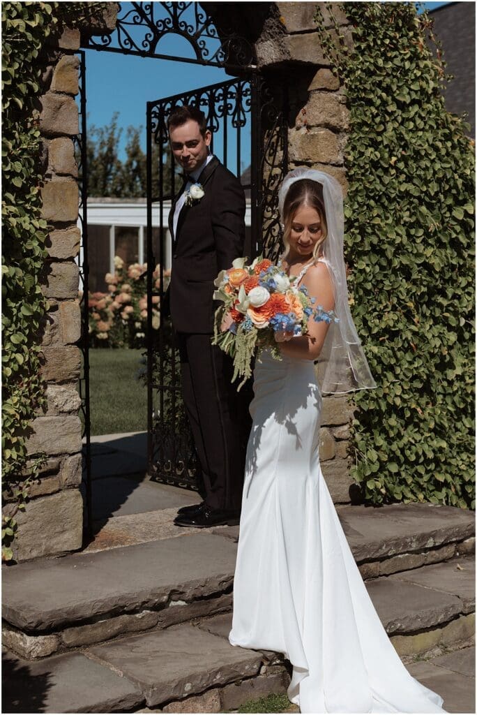 Bride and groom at their wedding at a New England wedding venue
