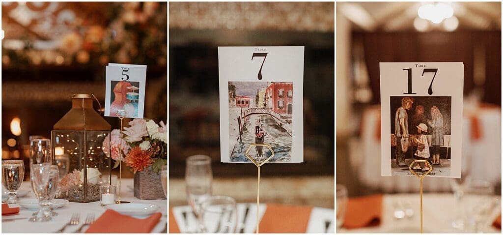 Custom table numbers to personalize a Boston wedding