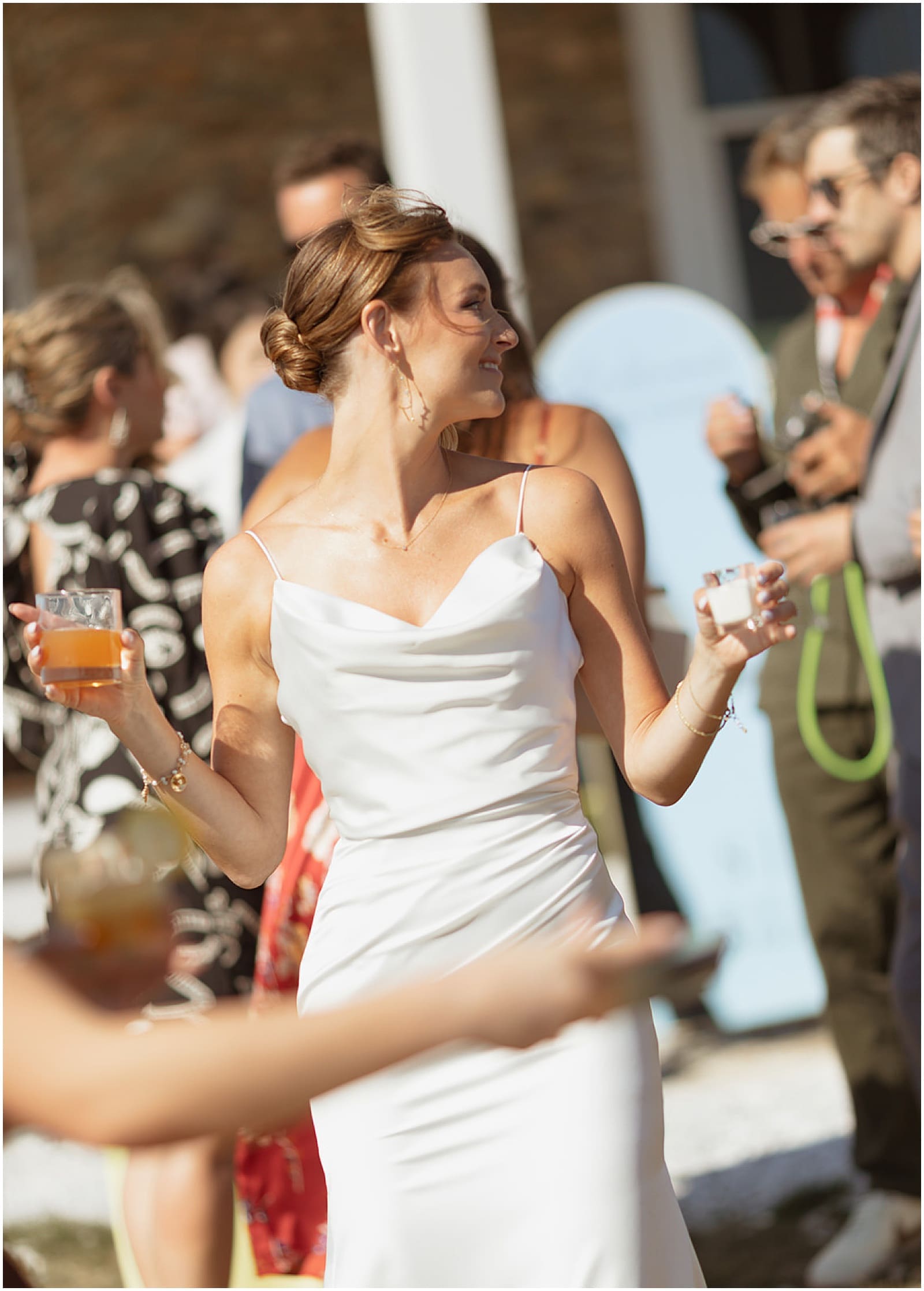 Natural wedding photography of a bride at a Block Island wedding